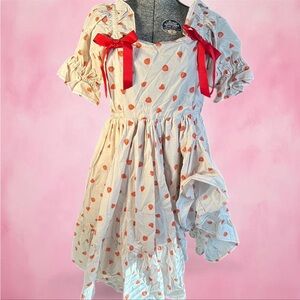 Selkie White and Red Heart Dress